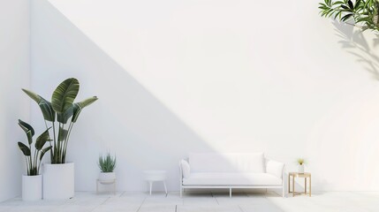 White Minimalist Style Terrace - a clean and elegant visual. The minimalist design creates a tranquil and inviting outdoor space.