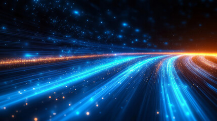 Obraz premium Abstract blue particle glowing lines business technology background