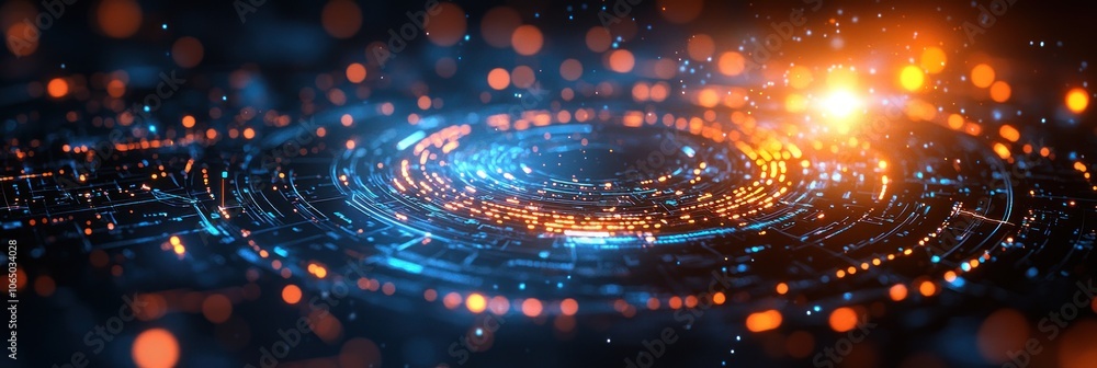 Aufkleber abstract circular pattern with orange and blue lights