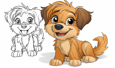 Obraz premium Illustration of a smiling dog, puppy on a white background.