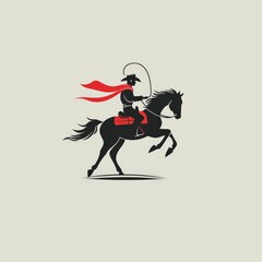 Fototapeta premium logo of a cowboy on a horse with a lasso