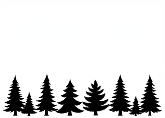 Obraz premium Silhouette of black Christmas trees in various shapes available as a downloadable vector image for use as clipart