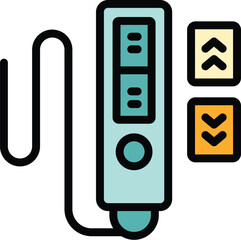 Icon of a glucose meter measuring blood sugar level with up and down arrows