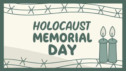 Holocaust memorial day commemoration banner with candle symbolism