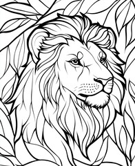 Obraz premium Coloring page for children, coloring page animal lion.