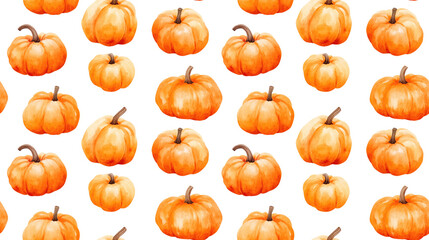 Obraz premium Seamless watercolor pattern of hand drawn Thanksgiving pumpkins perfect for holiday decorations and crafting projects