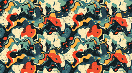 Fototapeta premium Seamless pattern showcasing a chaotic blend of abstract textures with an unusual background design perfect for modern art applications