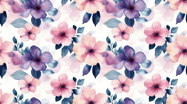 Seamless watercolor floral pattern designed for elegant wedding invitations and decor