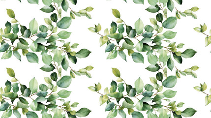 Seamless watercolor wreath pattern featuring hand drawn green leaves with ample copy space ideal for invitations and prints