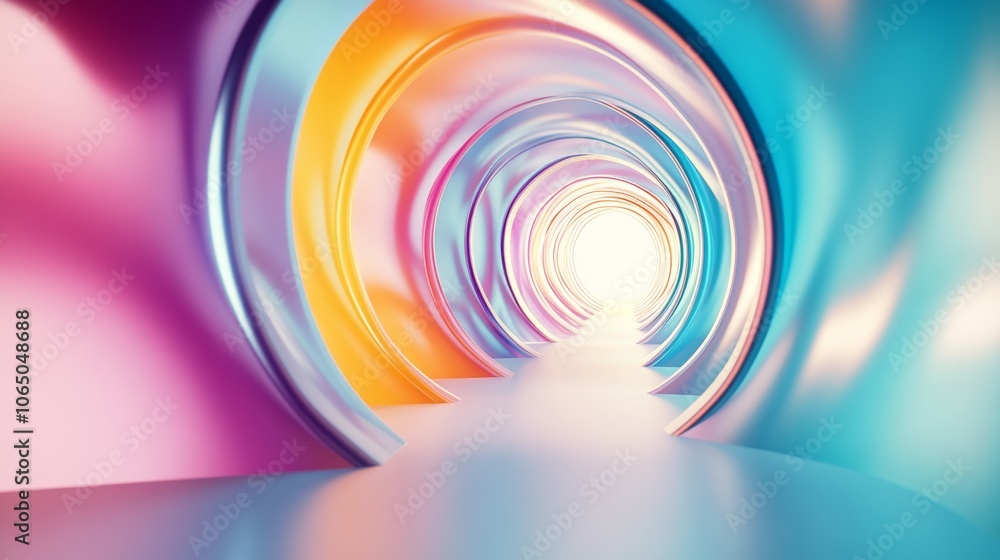 Aufkleber Abstract Colorful Tunnel  Circular Shapes  3D Design  Futuristic Architecture