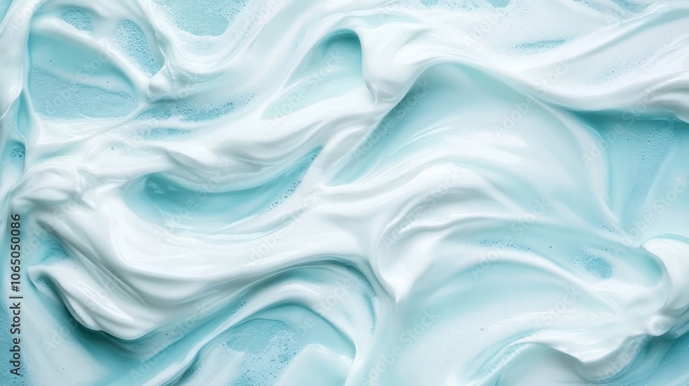 Poster this image showcases a blend of soft blue and white colors in a creamy, flowing texture, creating a 