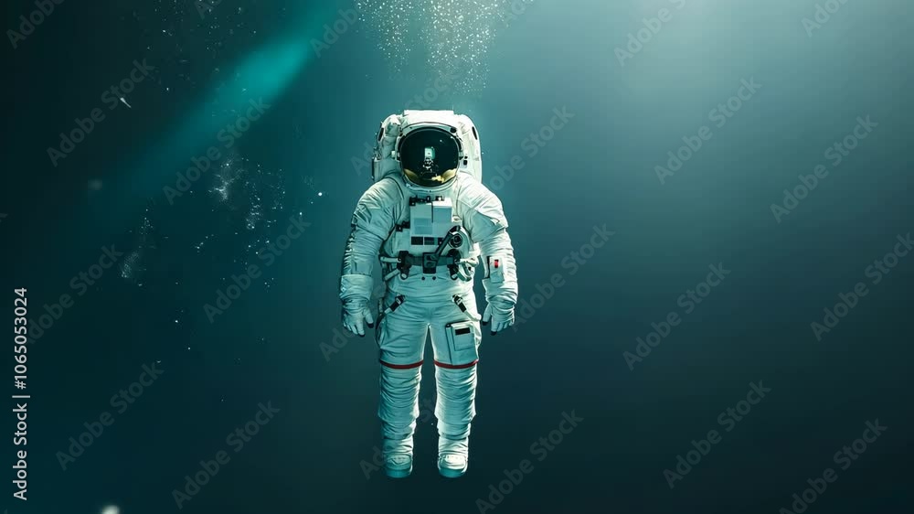 Aufkleber astronaut under water floating pace with starry background reflecting modern space exploration and d