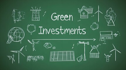 Fototapeta premium Green Investments Budget Sheet with Eco-Friendly Symbols, renewable, energy, recycling, sustainable