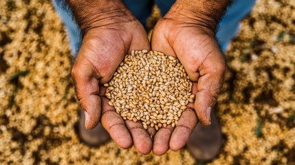 Close-up of Hands Holding Grains