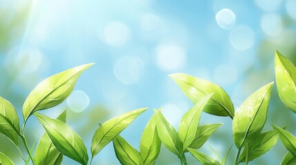 Obraz premium Fresh, Verdant Spring Leaves Against a Sunny Blue Sky. Background for Eco, Nature Projects.
