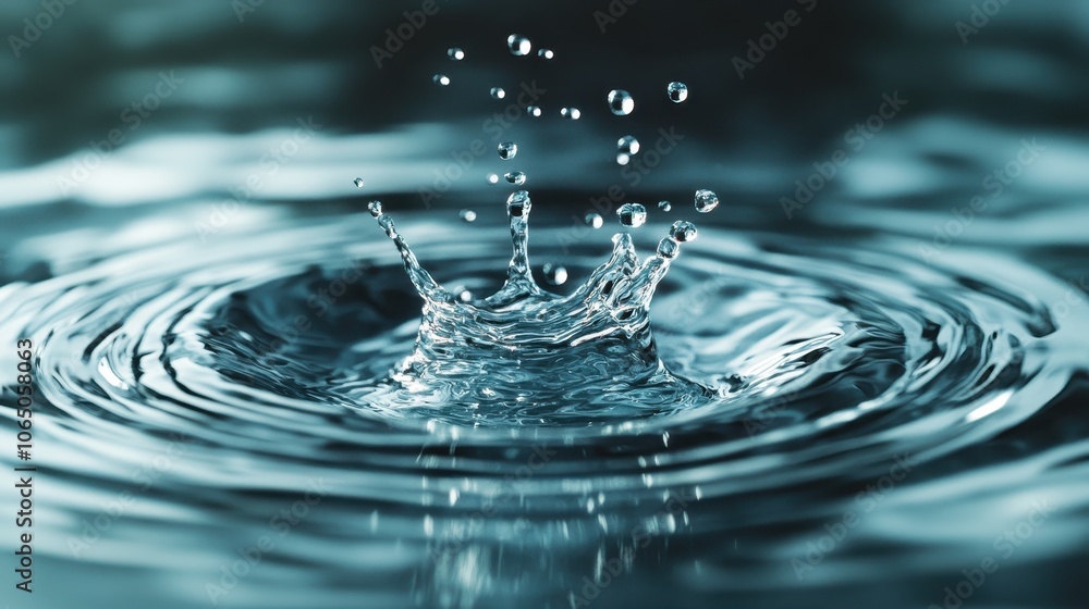 Poster an energetic splash creates dynamic patterns in water, displaying a captivating intersection of move