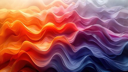 Obraz premium A vibrant abstract wave pattern with flowing colors in warm and cool tones.