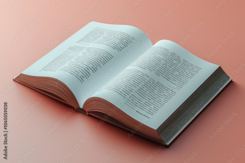 Aufkleber Open Book with Text and Pages on a Peach-Colored Surface