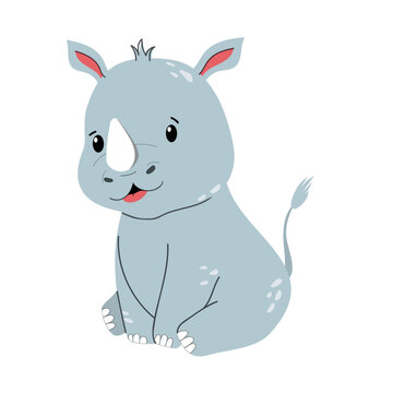 recommend clip art: Safari children’s rhino in flat style isolated on white background. Baby animal for baby poster, greeting card and baby design, clothes