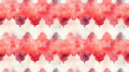 Fototapeta premium Seamless watercolor pattern featuring trendy Persian red hues with sharp borders ideal for backgrounds or decorative designs