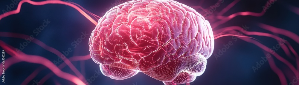 Poster a vibrant digital representation of a brain with glowing neural pathways, symbolizing intelligence a