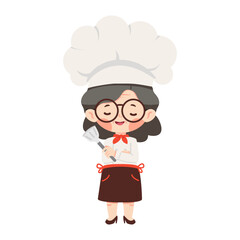 Cute cartoon of an elderly woman chef