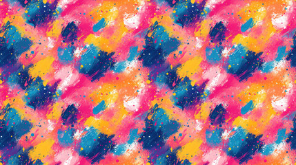 Colorful abstract psychedelic watercolor pattern featuring chaotic brush strokes and soft paint spots for vibrant design applications
