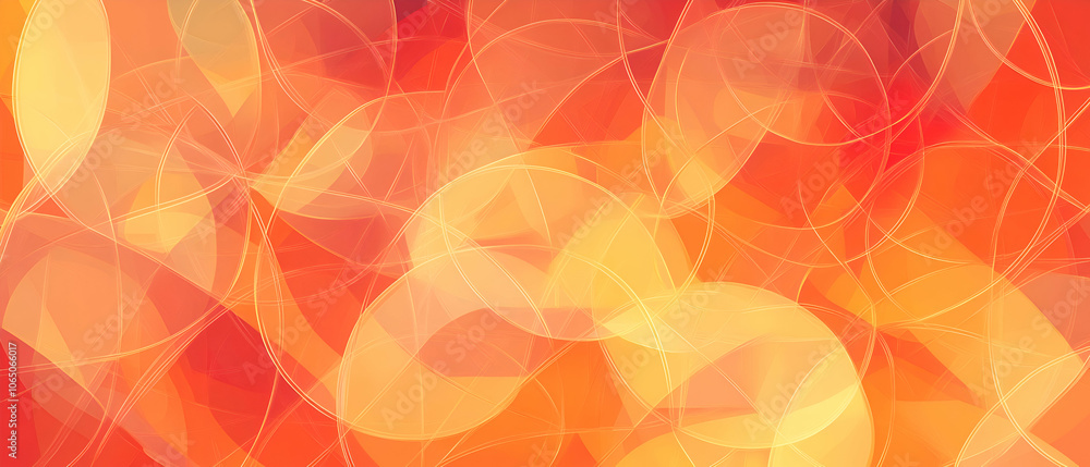 Poster abstract orange and yellow circular background with delicate pattern.