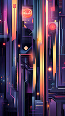 Obraz premium Abstract neon cityscape with vibrant colors and futuristic designs.