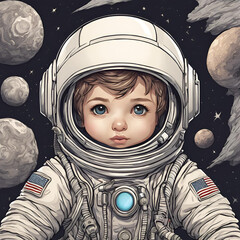 Extremely detailed portrait of a cute chibi-style astronaut