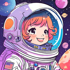 Extremely detailed portrait of a cute chibi-style astronaut