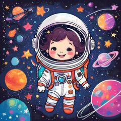 Extremely detailed portrait of a cute chibi-style astronaut