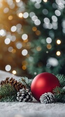 Obraz premium Minimal Christmas Background, Ball, Balloon, Pine Tree, Christmas tree, Minimal Background, Minimal Design