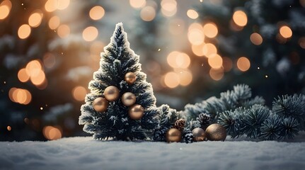 Obraz premium Minimal Christmas Background, Ball, Balloon, Pine Tree, Christmas tree, Minimal Background, Minimal Design