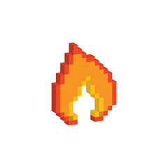 Obraz premium isometric pixel art fire vector game 8 bit icon vector game logo