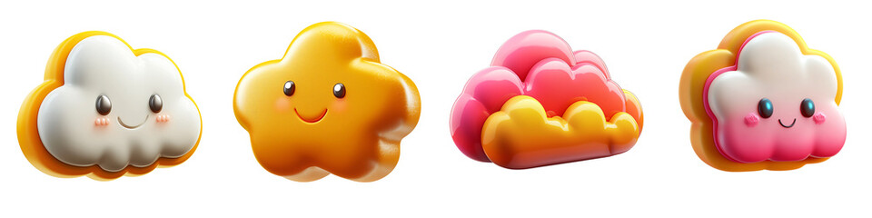 A Cute Data Cloud Icon Tech Symbol 3D Icon Isolated on White and Transparent Background