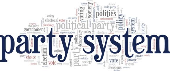 Fototapeta premium Party System word cloud conceptual design isolated on white background.