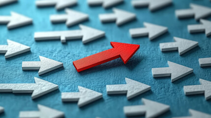 Distinctive red arrow, corporate team leadership concept