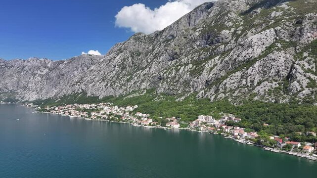 Aerial view of Kotor Bay, UNESCO World Heritage Site, Montenegro