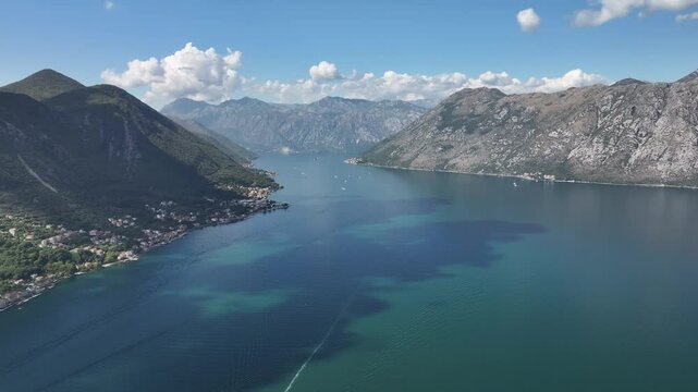 Aerial view of Kotor Bay, UNESCO World Heritage Site, Montenegro