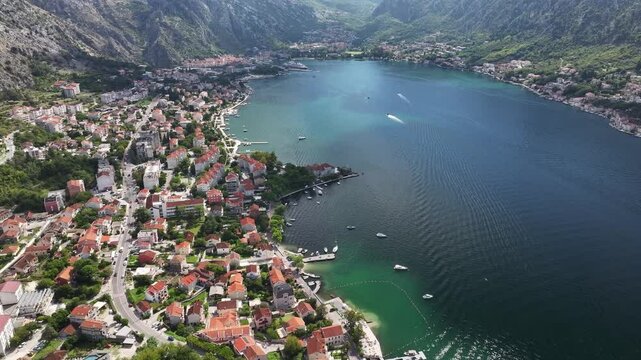 Aerial view of Kotor Bay, UNESCO World Heritage Site, Montenegro