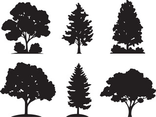 Set Trees. Hand drawn vector illustration	
