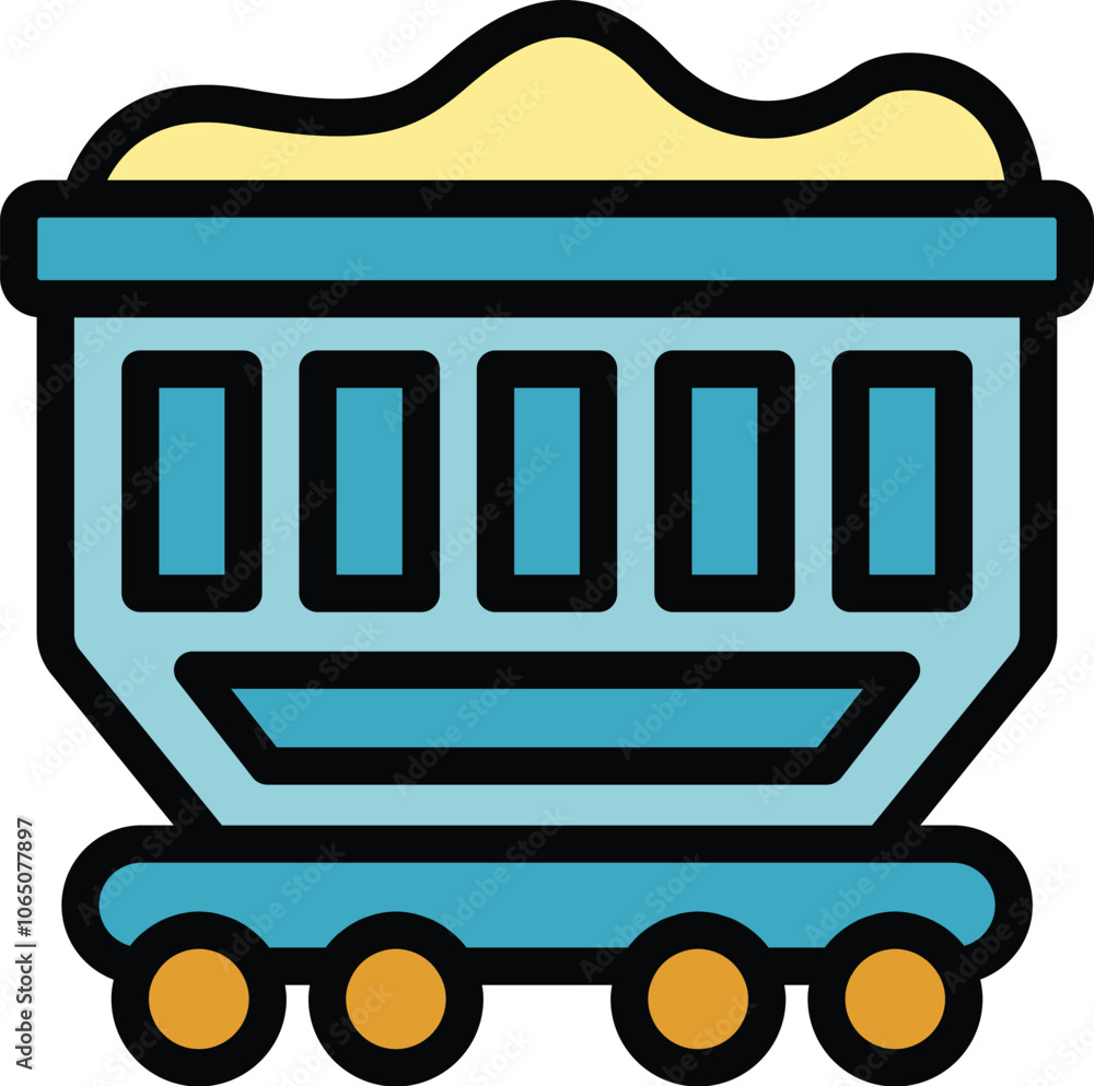 Poster this icon of a mining cart is transporting extracted resources, symbolizing industrial operations