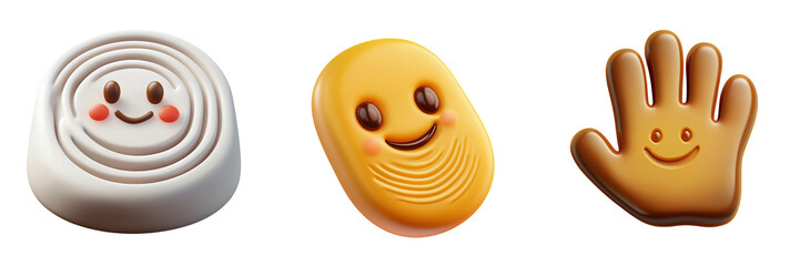 Fototapeta premium A Happy Fingerprint Icon Security Tech 3D Model Isolated on White and Transparent Background