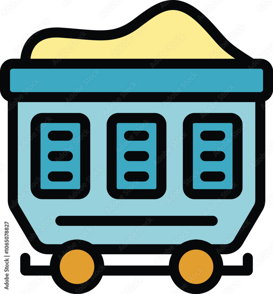 Poster full mining trolley transporting extracted coal resources from the mine