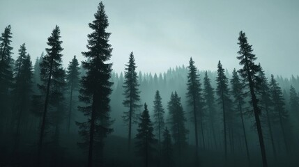 Foggy Morning Landscape with Subtle Colors