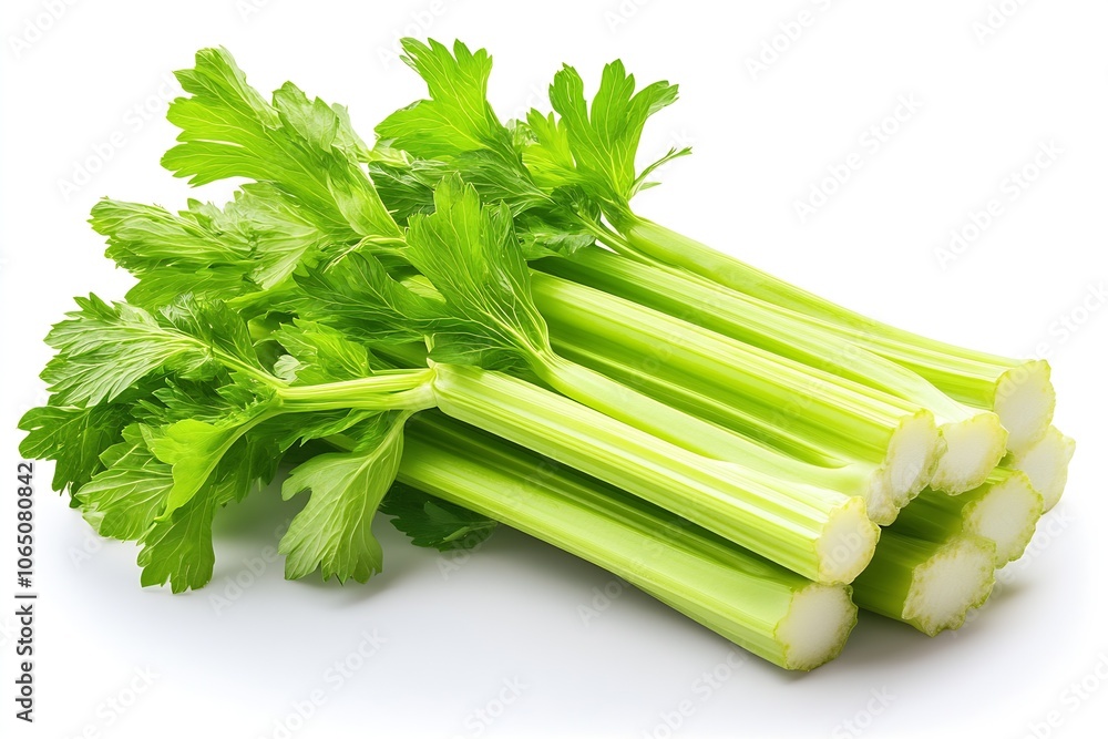 Poster crisp fresh celery bunch ideal for diets and nutritious recipes : generative ai