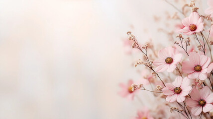 Fototapeta premium Delicate floral arrangement in soft natural light, evoking tranquility and beauty