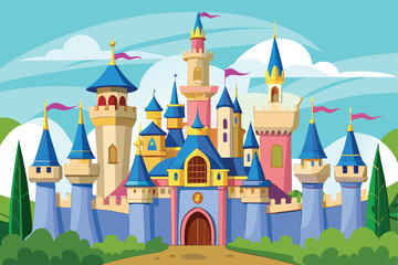 Fototapeta premium fairy tale castle vector illustration