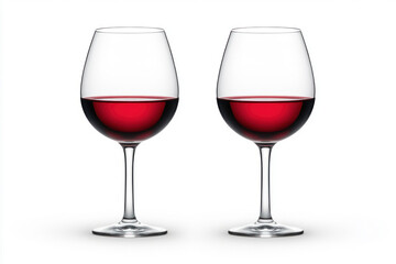 Elegant Red Wine Glasses Side by Side on White Background